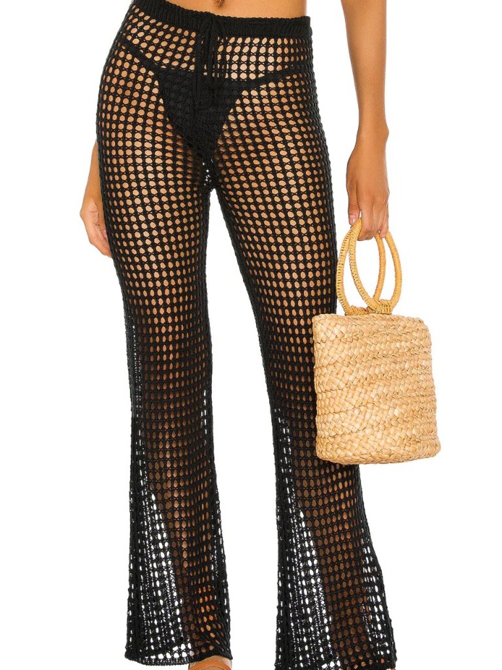 Superdown Elektra Black Crochet Cover-Up Pants
